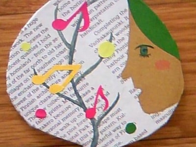 段ボールコラージュブローチ