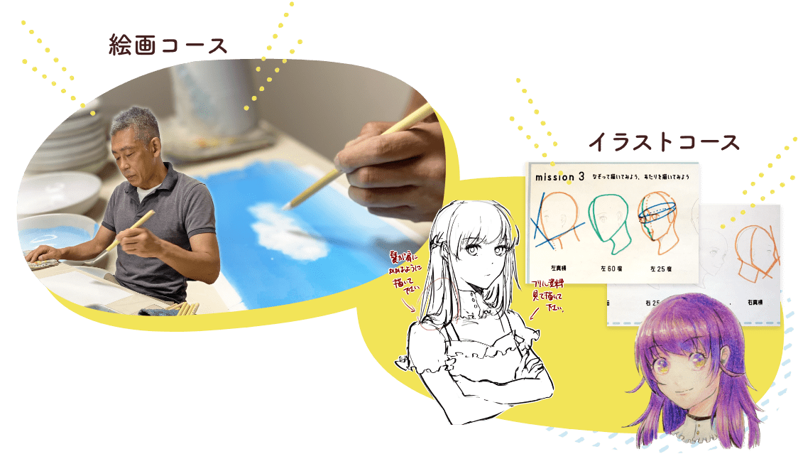 絵画コースとイラストコース