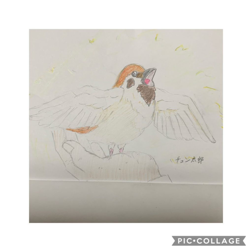 炭治郎の手にのっているチュン太郎