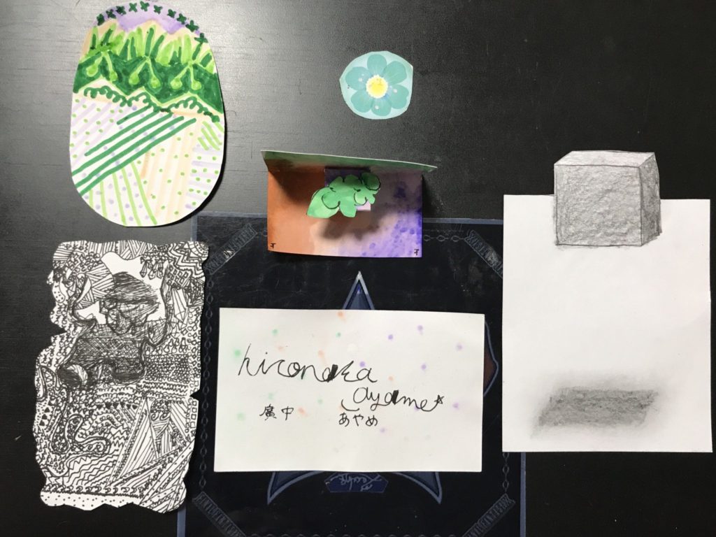 4/9名刺で遊ぼう、3D画　あやめ作