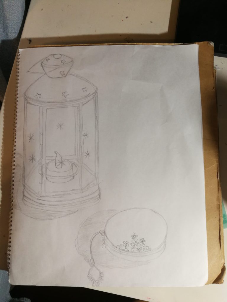 ランプと小物入れ(途中)