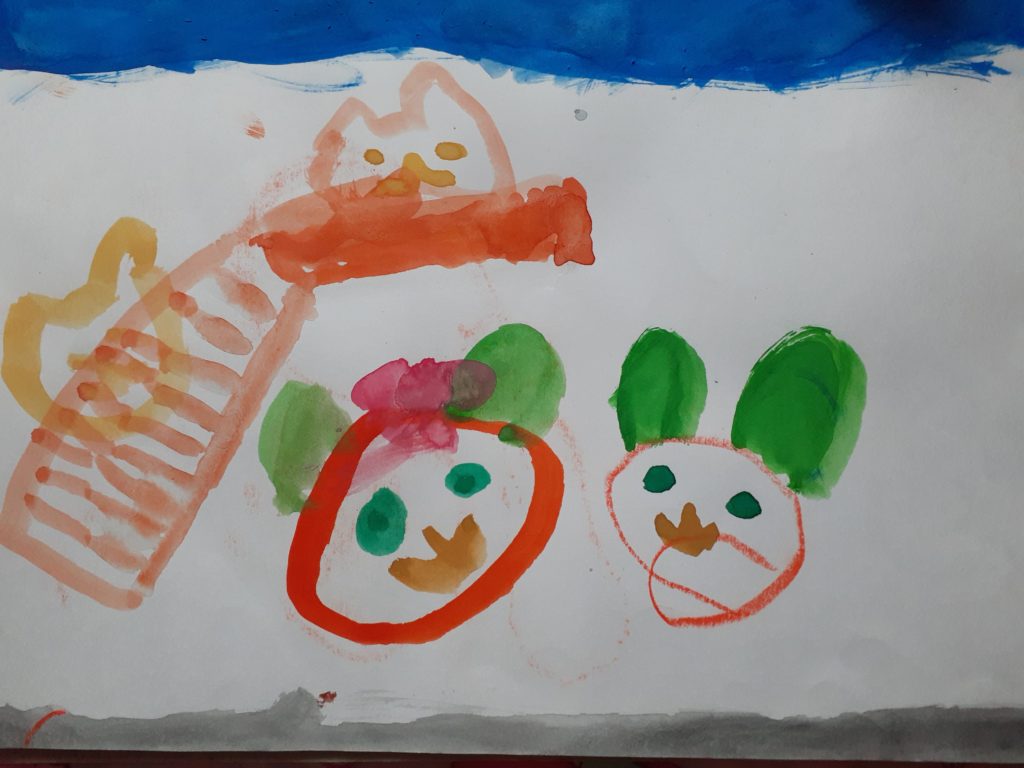 友達と遊んでいる絵