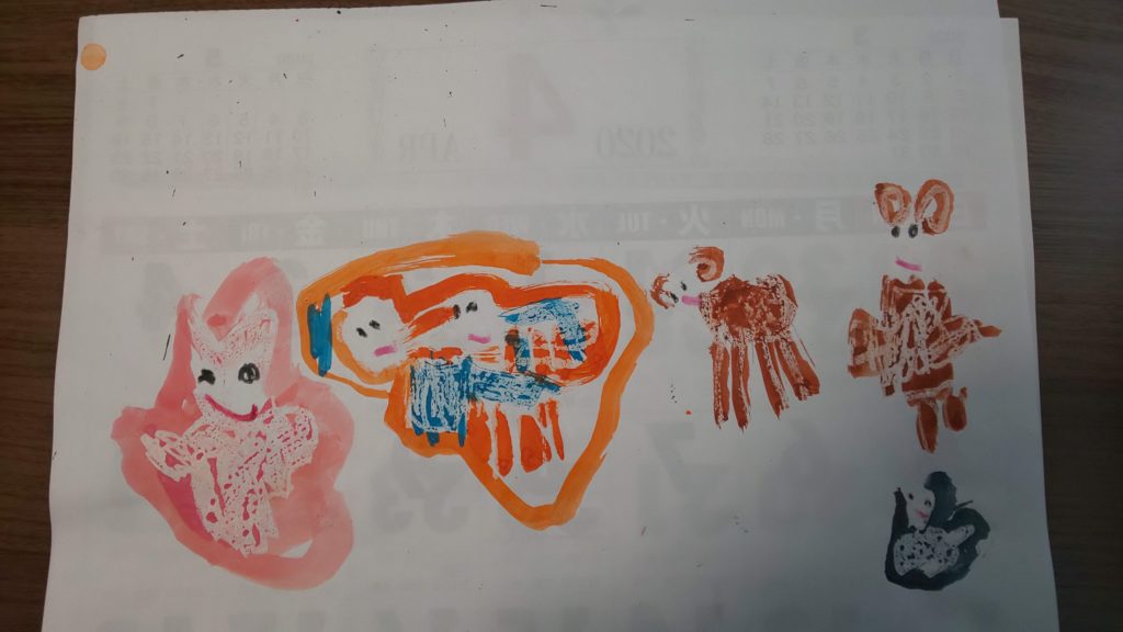 クレヨンと絵の具で動物さん