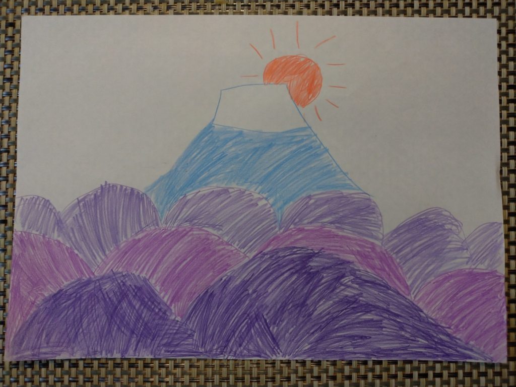 色鉛筆で空気遠近法