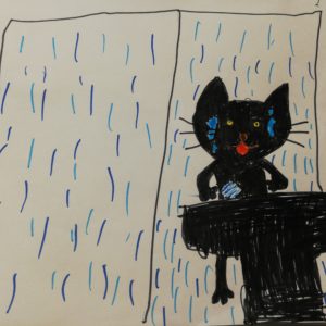1，黒猫が顔を洗うと雨が降る