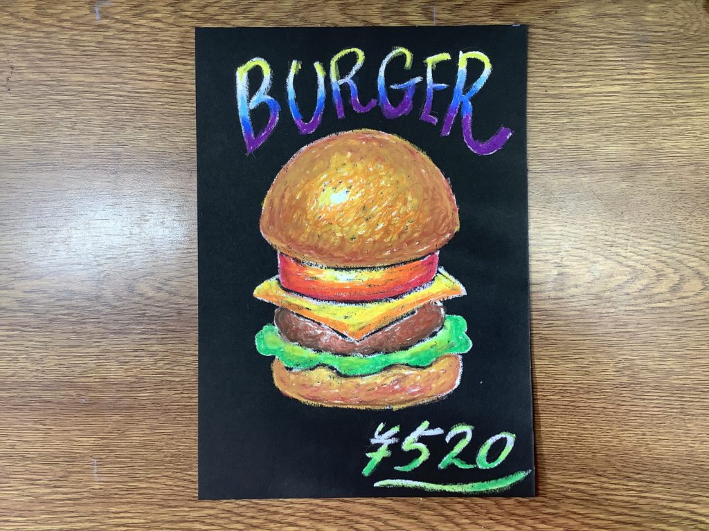 チョークアートやってみよう！-ハンバーガー編-動画あり