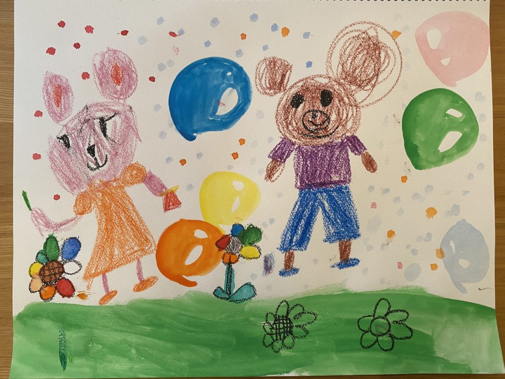 広場でシャボン玉