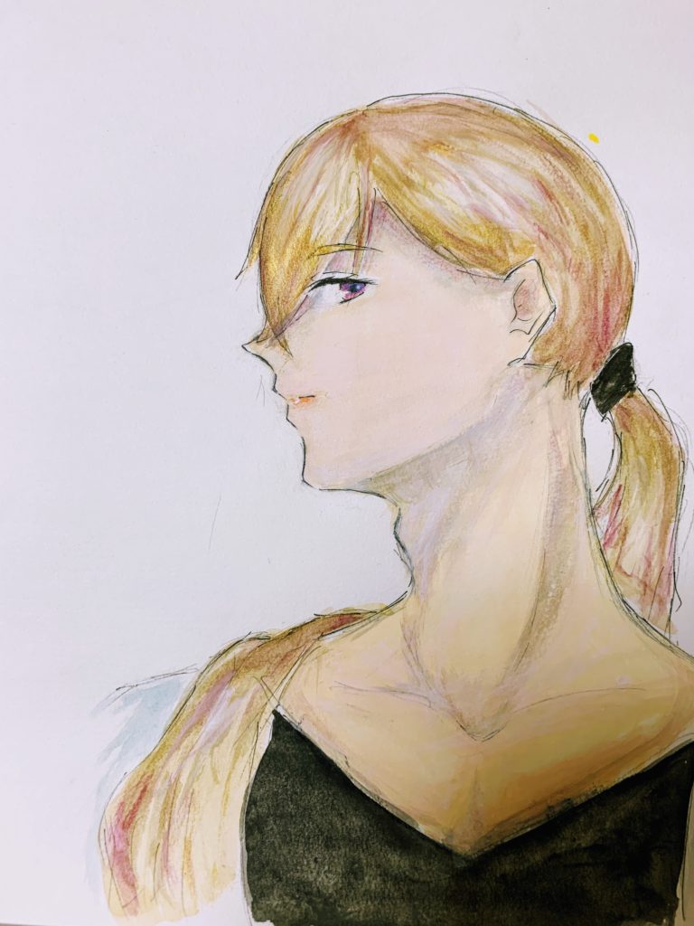 水彩絵の具を使って。。。