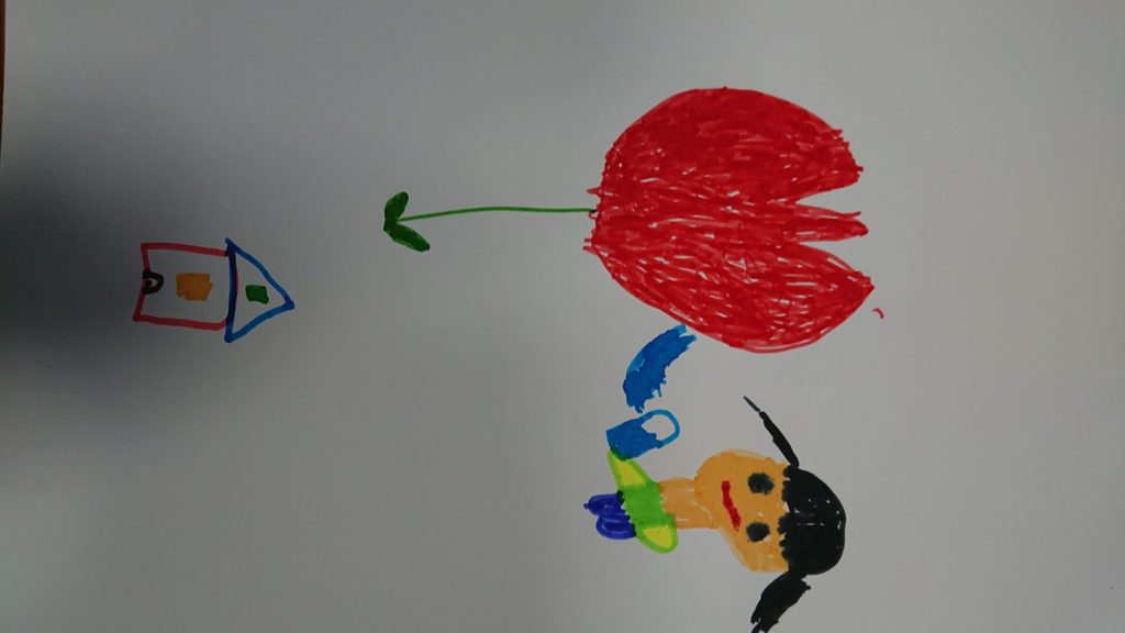 チューリップにお水をあげているさつきちゃん