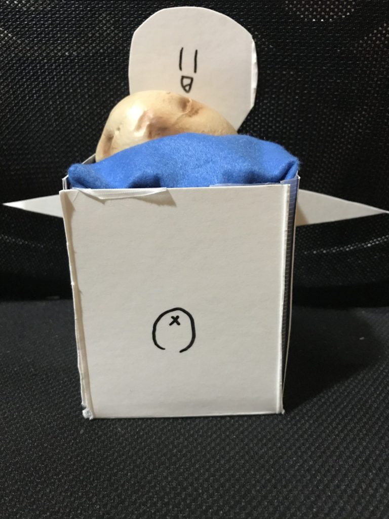 じゃがいも保管の人間椅子