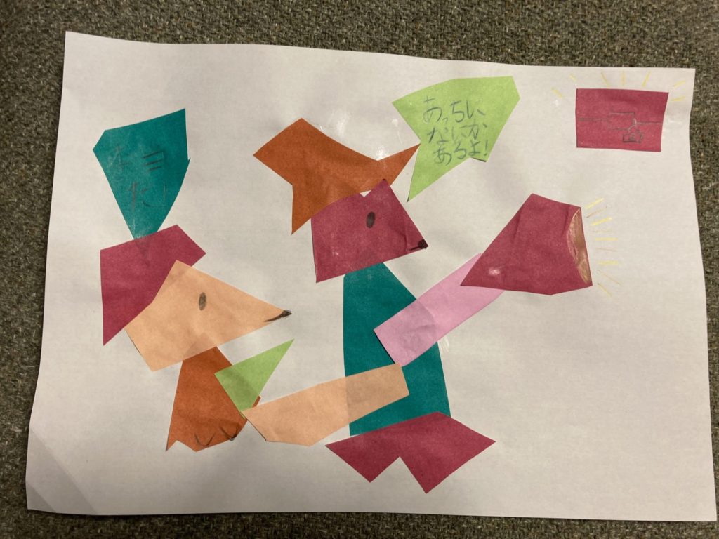 折り紙のアート23〜何かを見つけた犬の親子〜