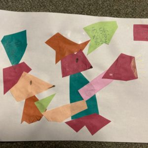 折り紙のアート23〜何かを見つけた犬の親子〜