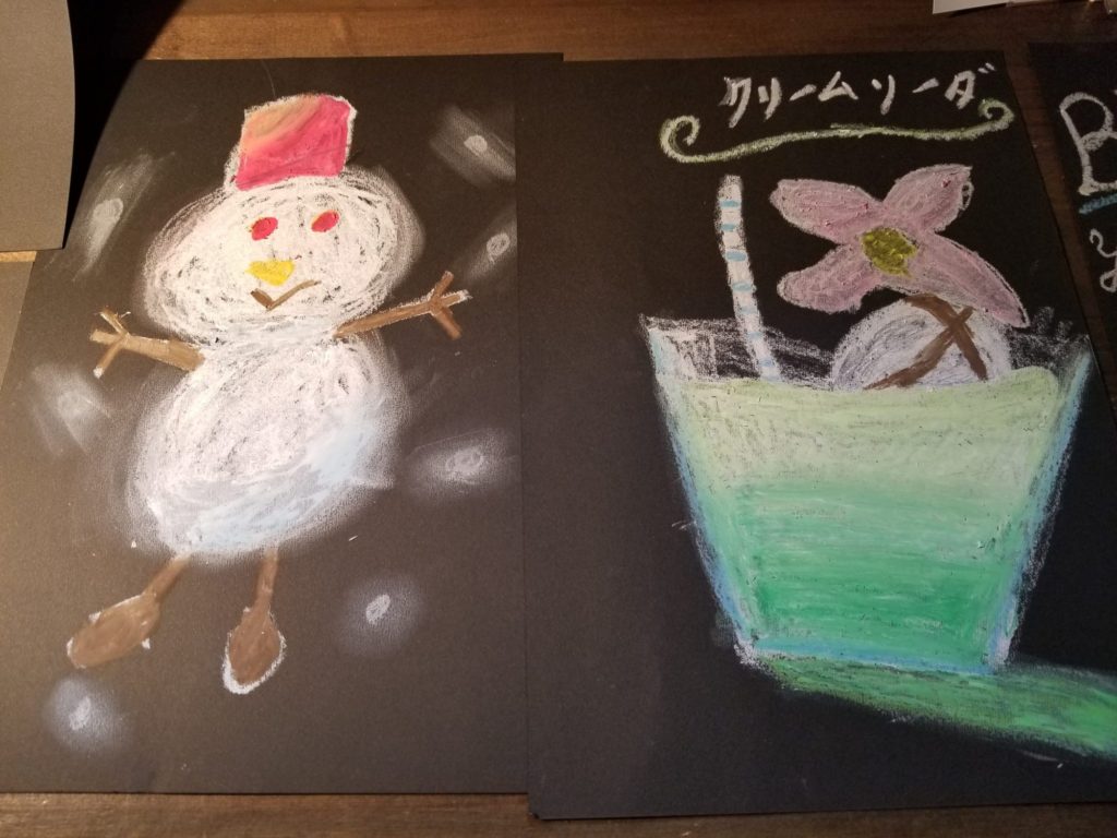 喫茶店のチョークアート
