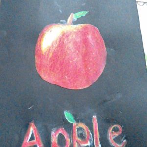 りんごのチョークアート