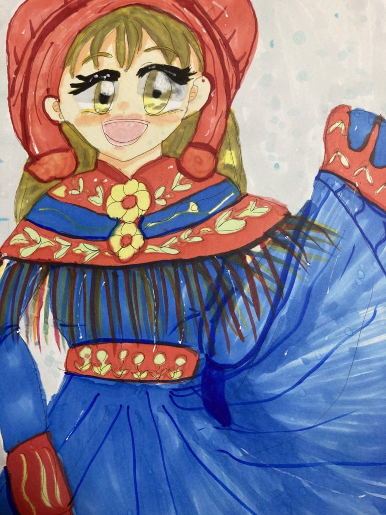 赤と青の民族衣装