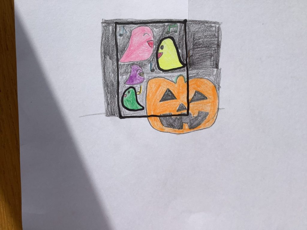 夜空でおばけがおどっているよ