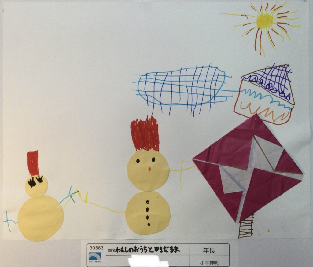 わたしのおうちとゆきだるま