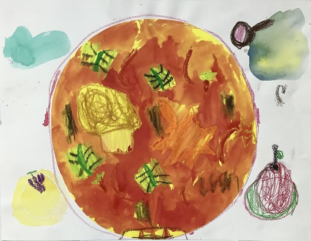 おなべをぐつぐつやいてるところ