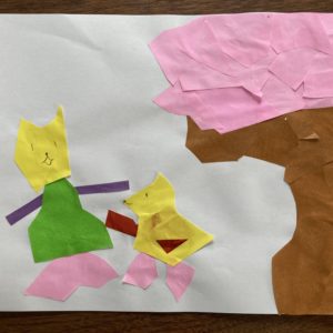 折り紙のアート32〜桜を見に来た猫の親子〜
