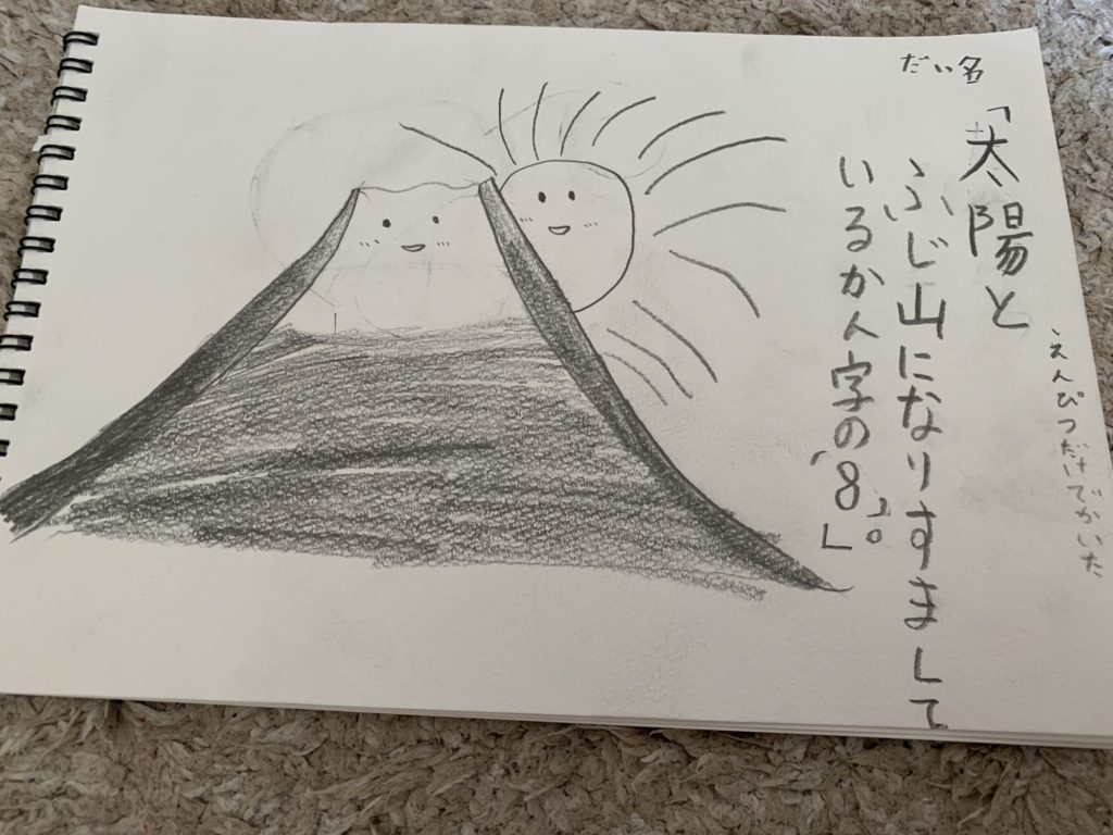 太陽と富士山になりすましている漢字の8