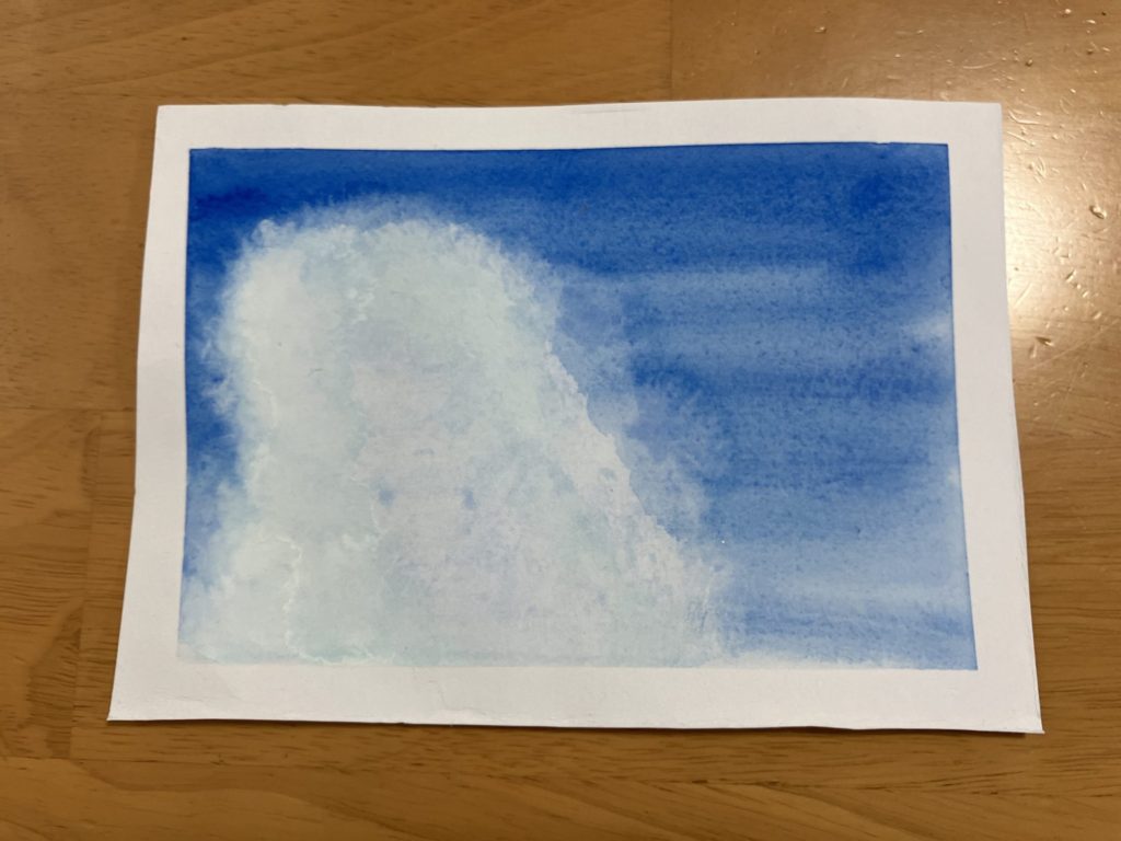 水彩画　入道雲