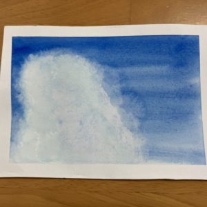 水彩画　入道雲