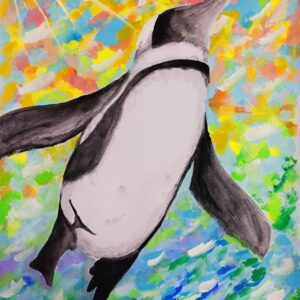 アートの世界で輝くペンギン