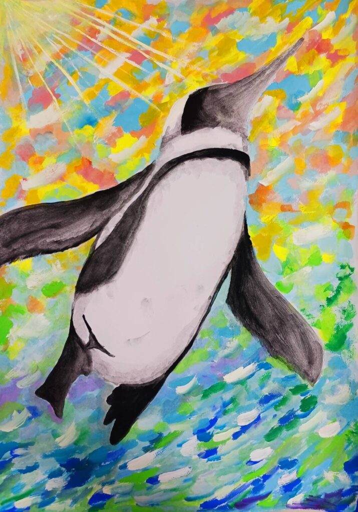 アートの世界で輝くペンギン
