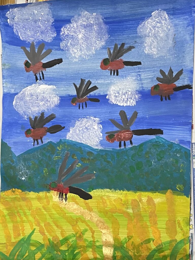 田んぼに集まるトンボ達