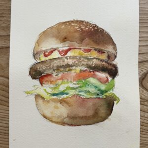 水彩画/ハンバーガー　