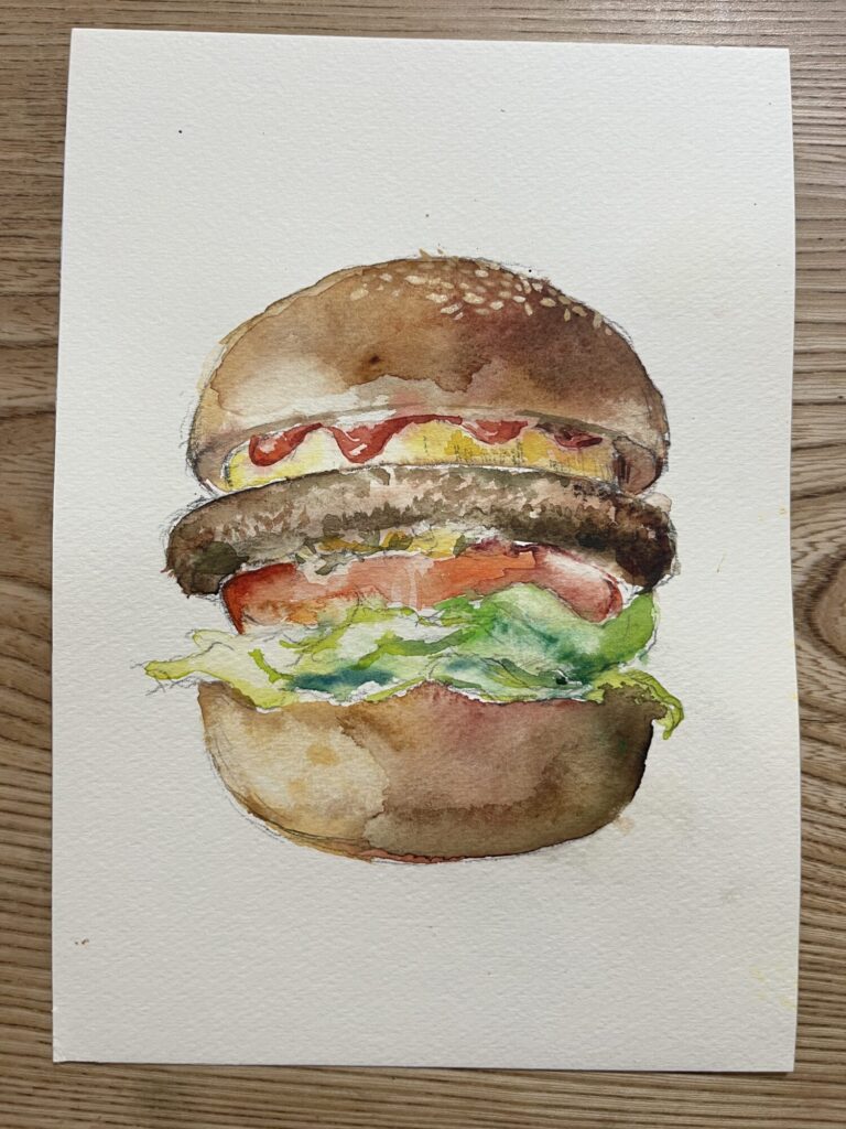 水彩画/ハンバーガー　