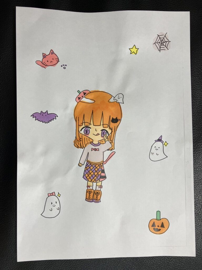 カラーペンでぬり絵