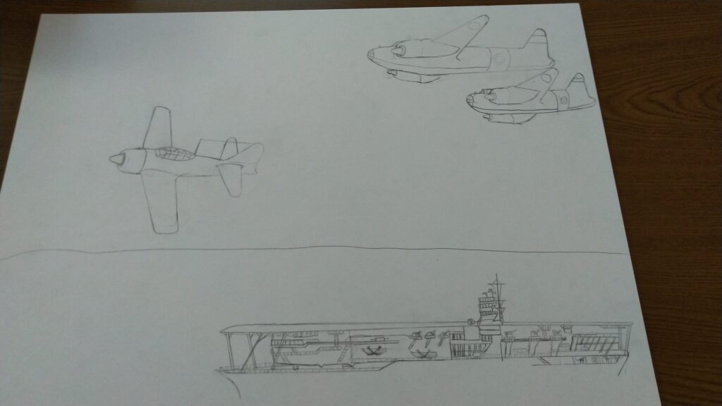 航空母艦 赤城 + 零戦(展覧会製作中②)