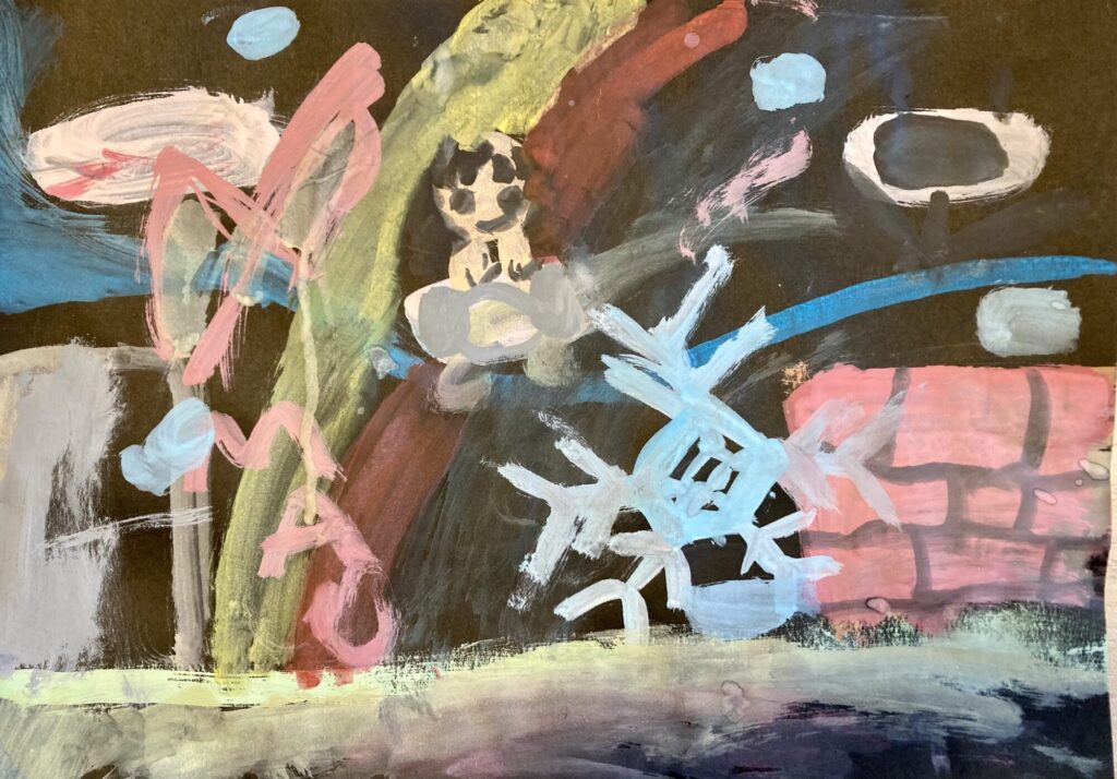 妖精が虹をわたるよ