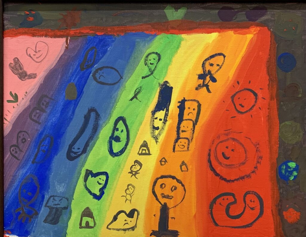 なぞの星のなぞの生きものがなぞのすべりだいをしている