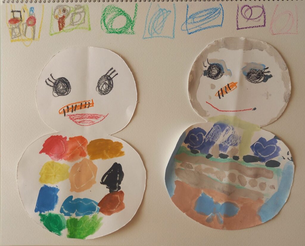 お祭りに行く雪だるま