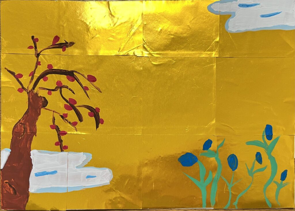 きりの中のウメの木