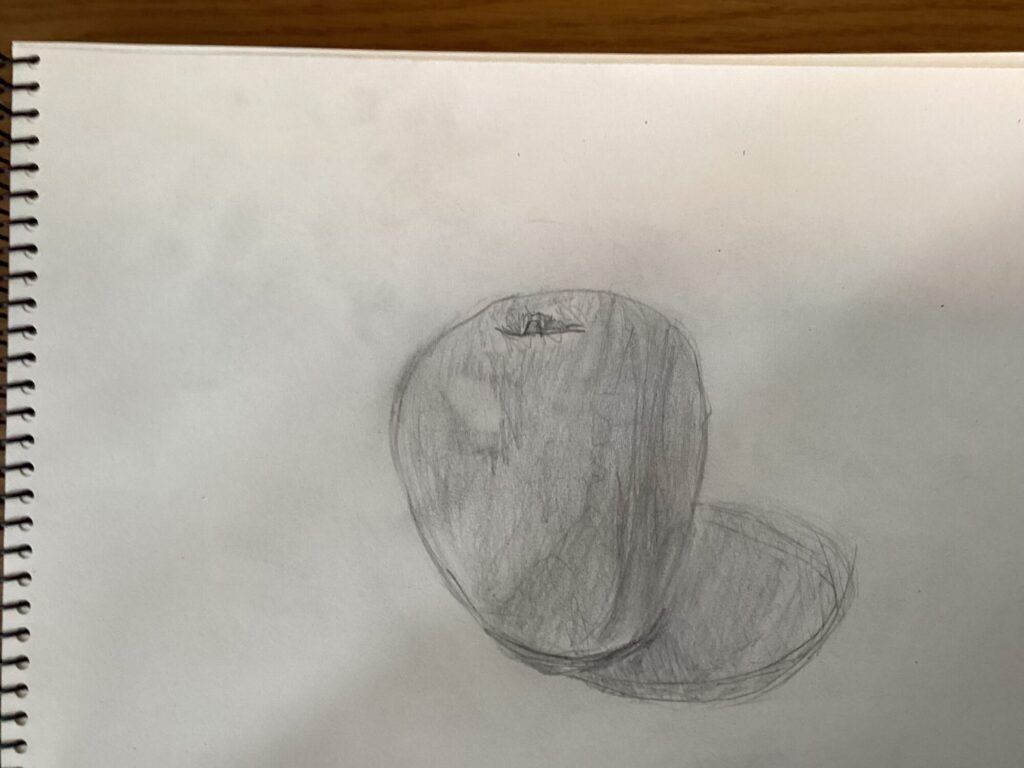 鉛筆と消しゴムだけのりんご