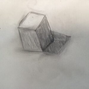 陰影に気をつけて描いた立方体