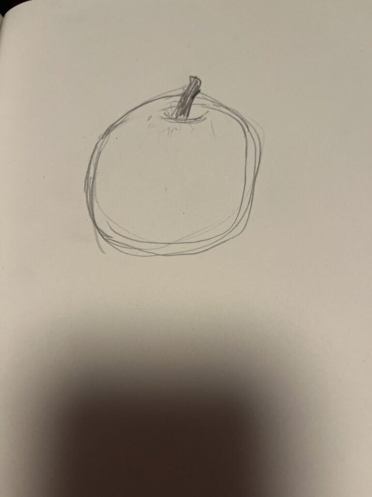 リンゴのデッサン前後