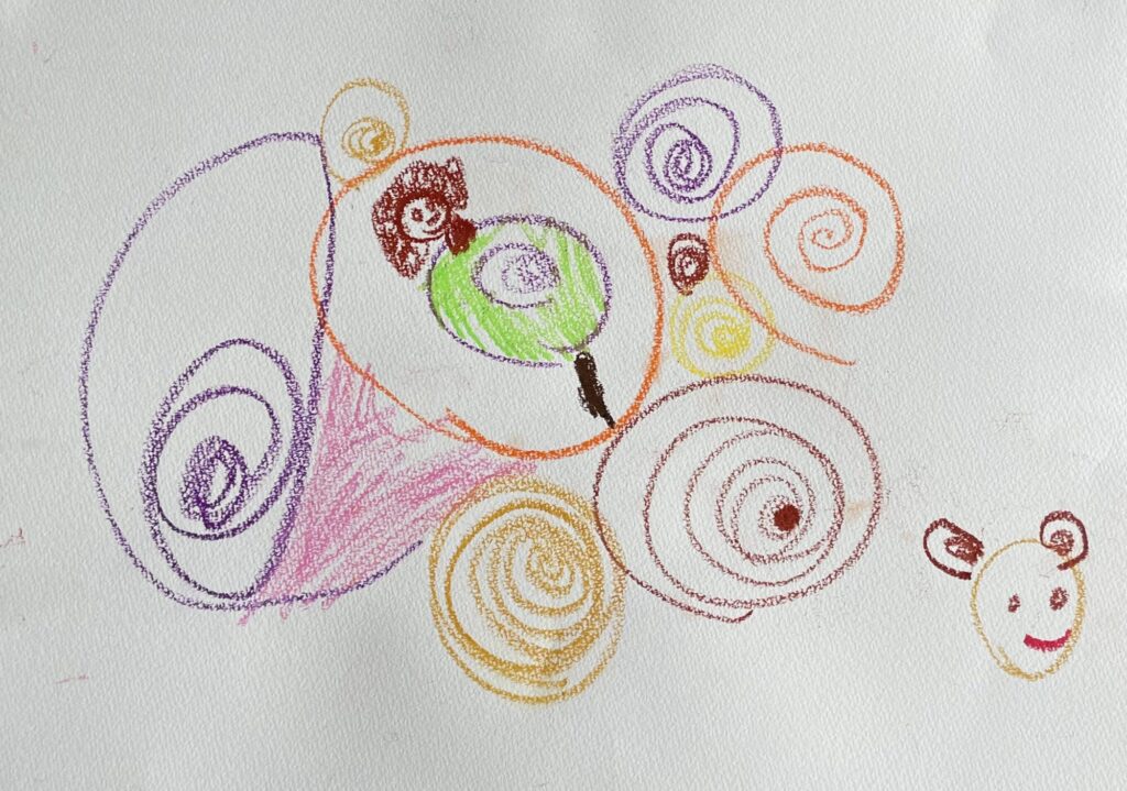 カメレオンに乗るママ