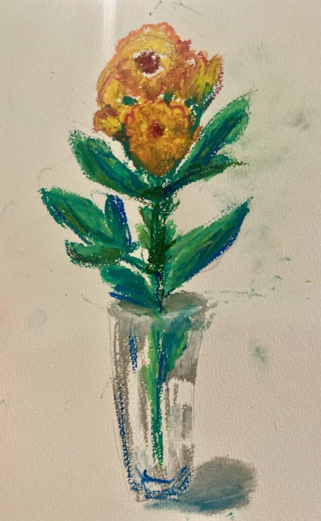 クレヨン画　きくの花