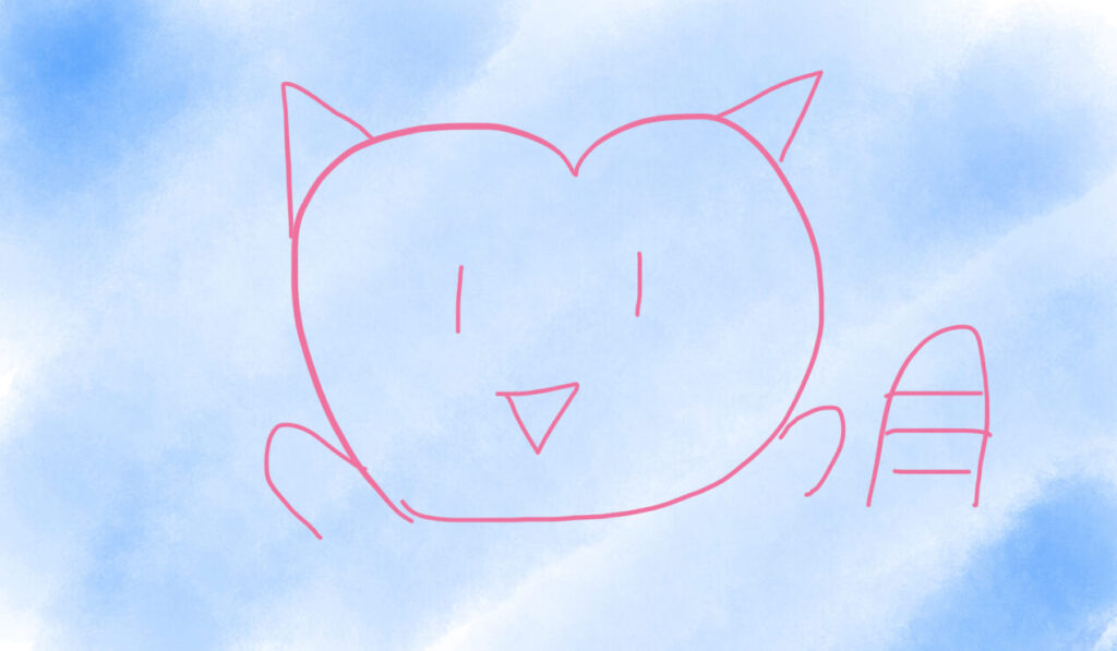 ハートにゃと青い空