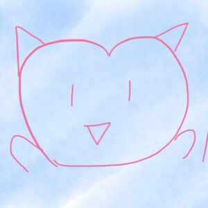 ハートにゃと青い空