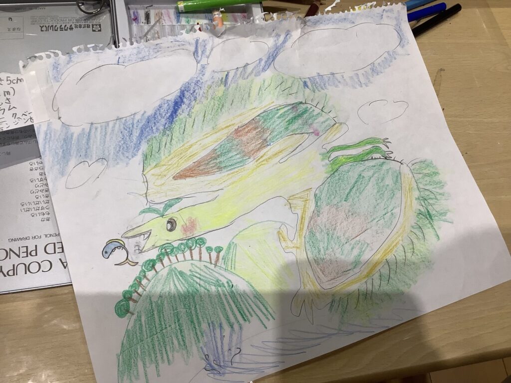 パレオアート　お魚を捕まえる瞬間です❗️❗️