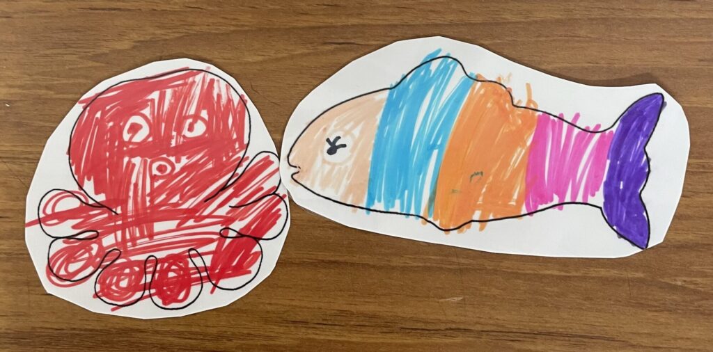 しましまのさかなとあかいたこ