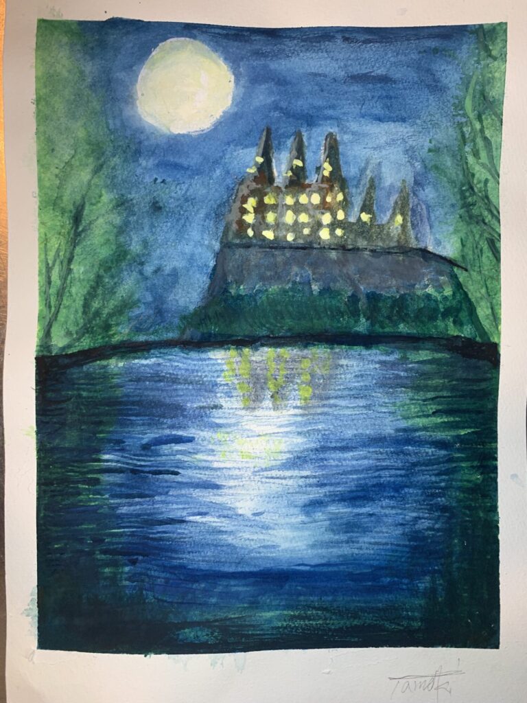 水彩画レッスン夜を描こう