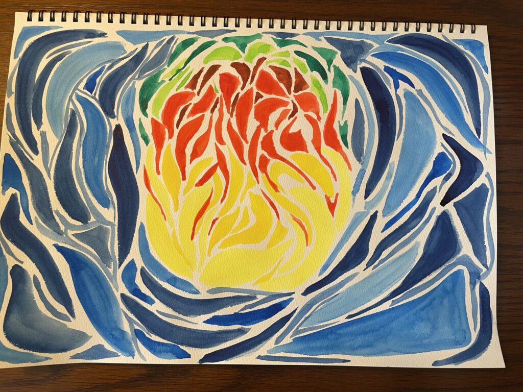 抽象画レッスン【林檎】