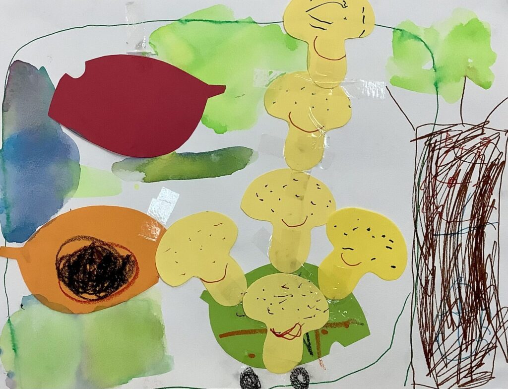 キノコが車に乗っている