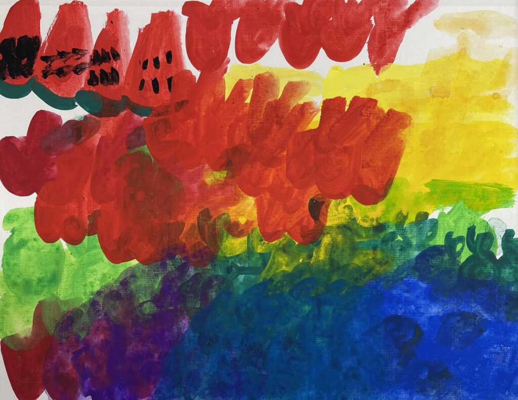 絵の具でフルーツを描きました。